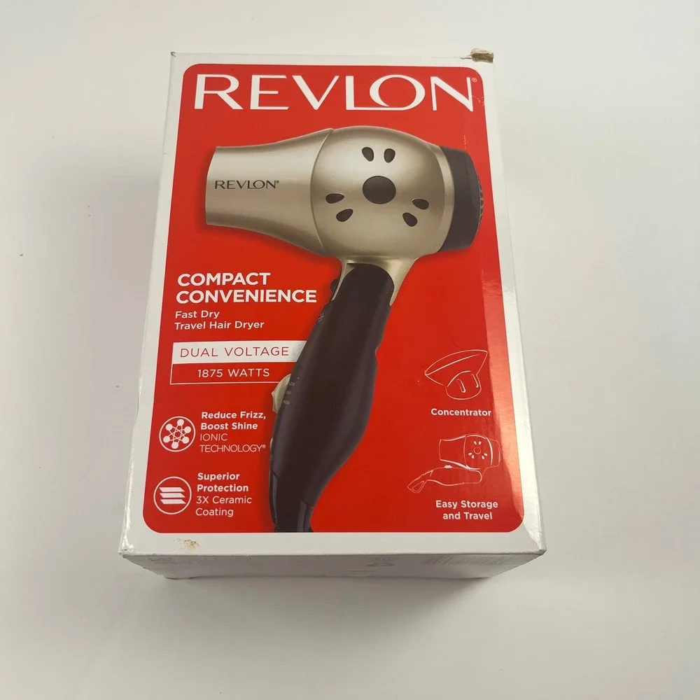 Revlon Compact Convenience Travel Hair Dryer 1875W Dual Voltage Gold RVDR5005 - Picture 1 of 9